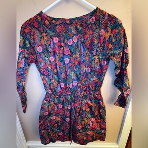 Peek Kids Girls' Smocked Collar Floral Print Dress Size L 8 Pink and Blue NWOT